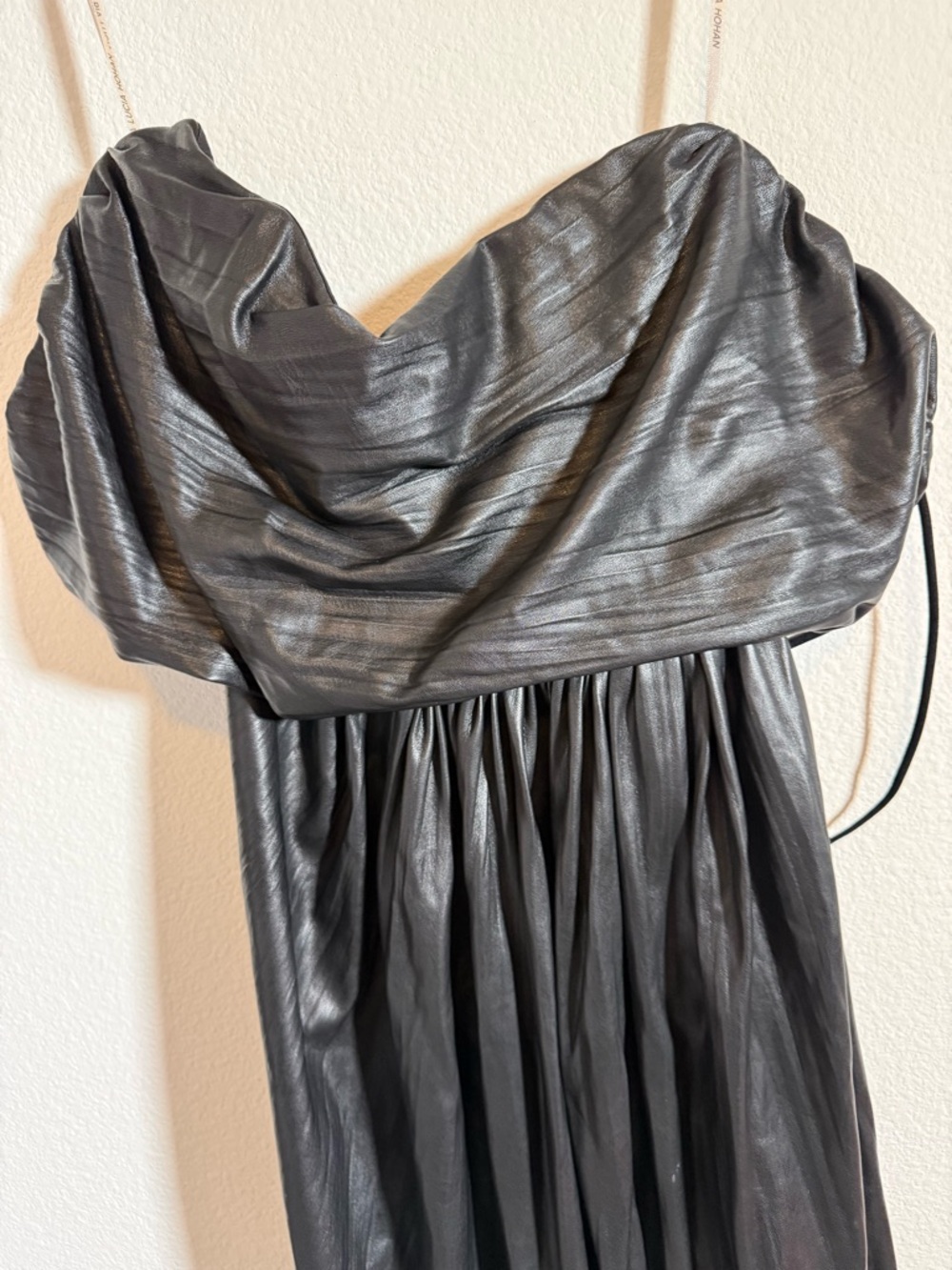 Maria Lucia Hohan Abigail Midi Faux Leather Strapless Luxury Evening Cocktail - Picture 3 of 13